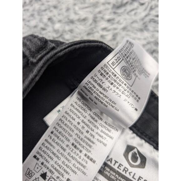 Levis 721 Jeans Womens 28 Black High Rise Skinny Distressed Bikercore Stretch - Picture 5 of 10